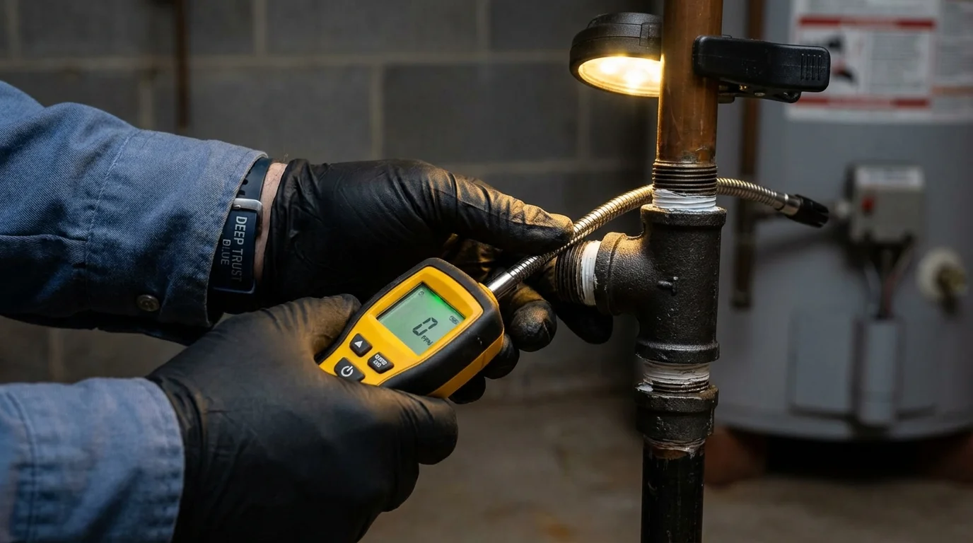 Gas leak detection with electronic sniffer by Johns Plumbing LLC in Gloucester Point